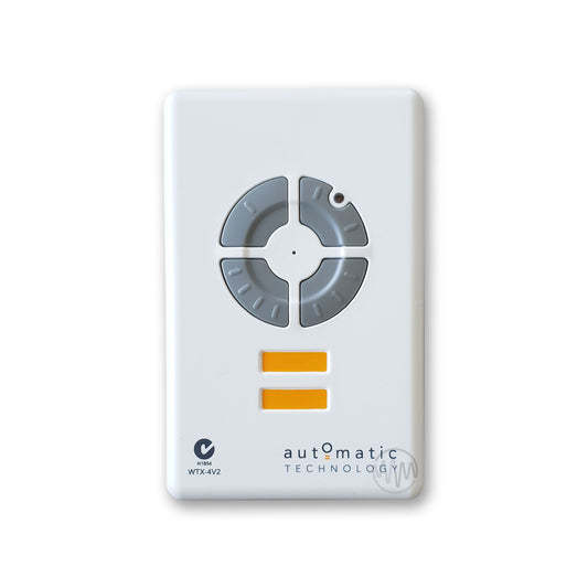 White WTX-4V2 Automatic Technology wall mount garage door remote with 4 grey buttons