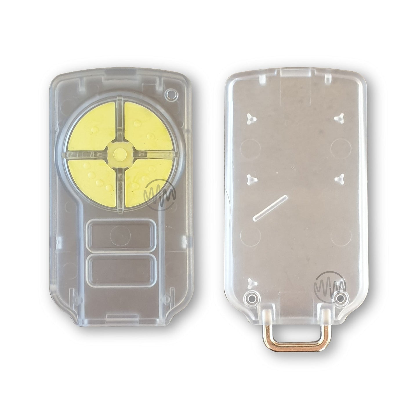 Aftermarket replacement garage door case with clear case & yellow buttons to fit PTX-5 remotes