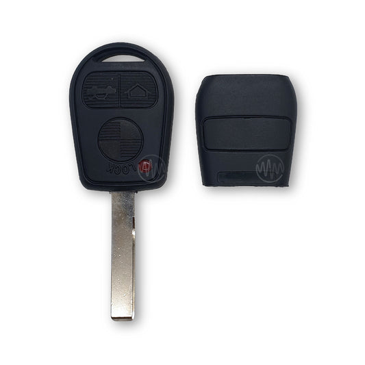 Replacement black 3 button car key shell with metal key blade attached for BMW