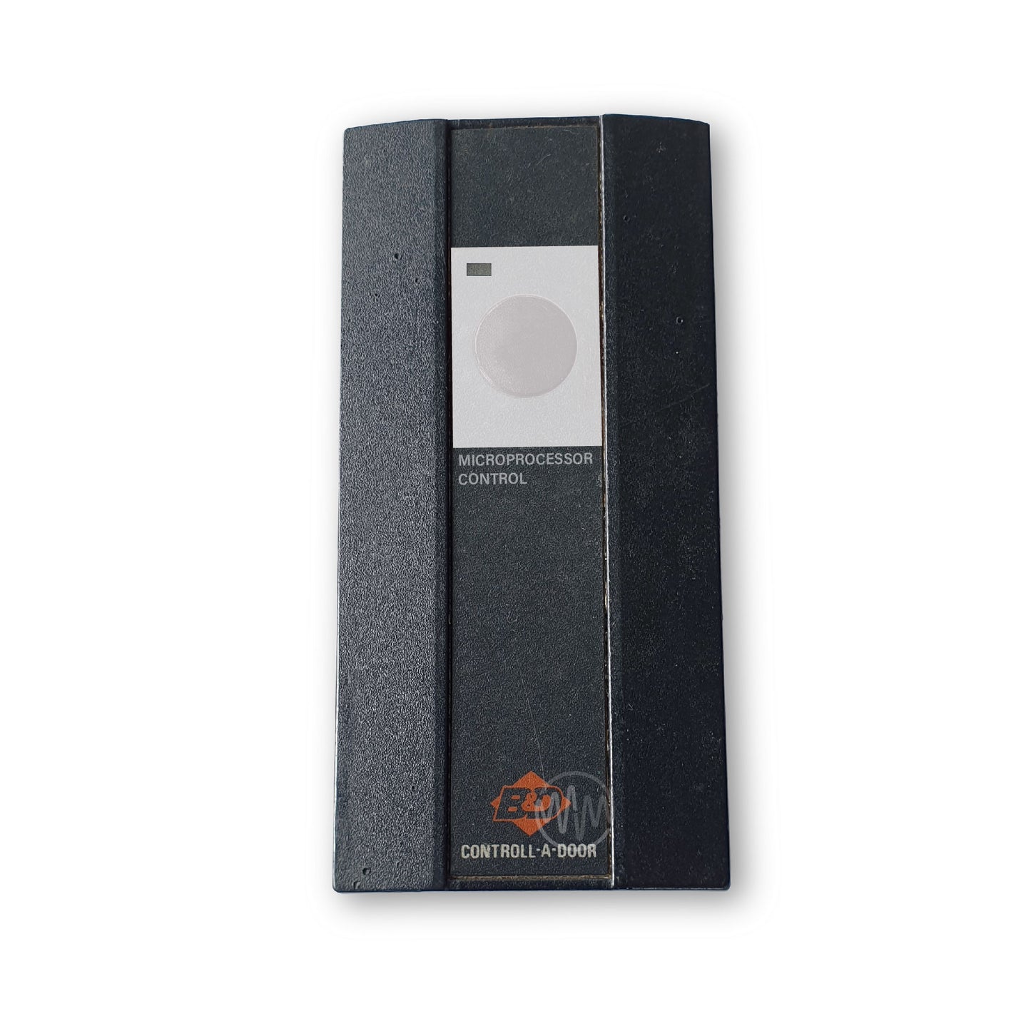 Large old black B&D Controll-A-Door brand black remote with single round white button