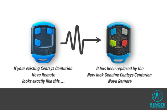 Old Centsys Nova 3 blue button remote replaced with Centsys Nova 4 multicolour button remote