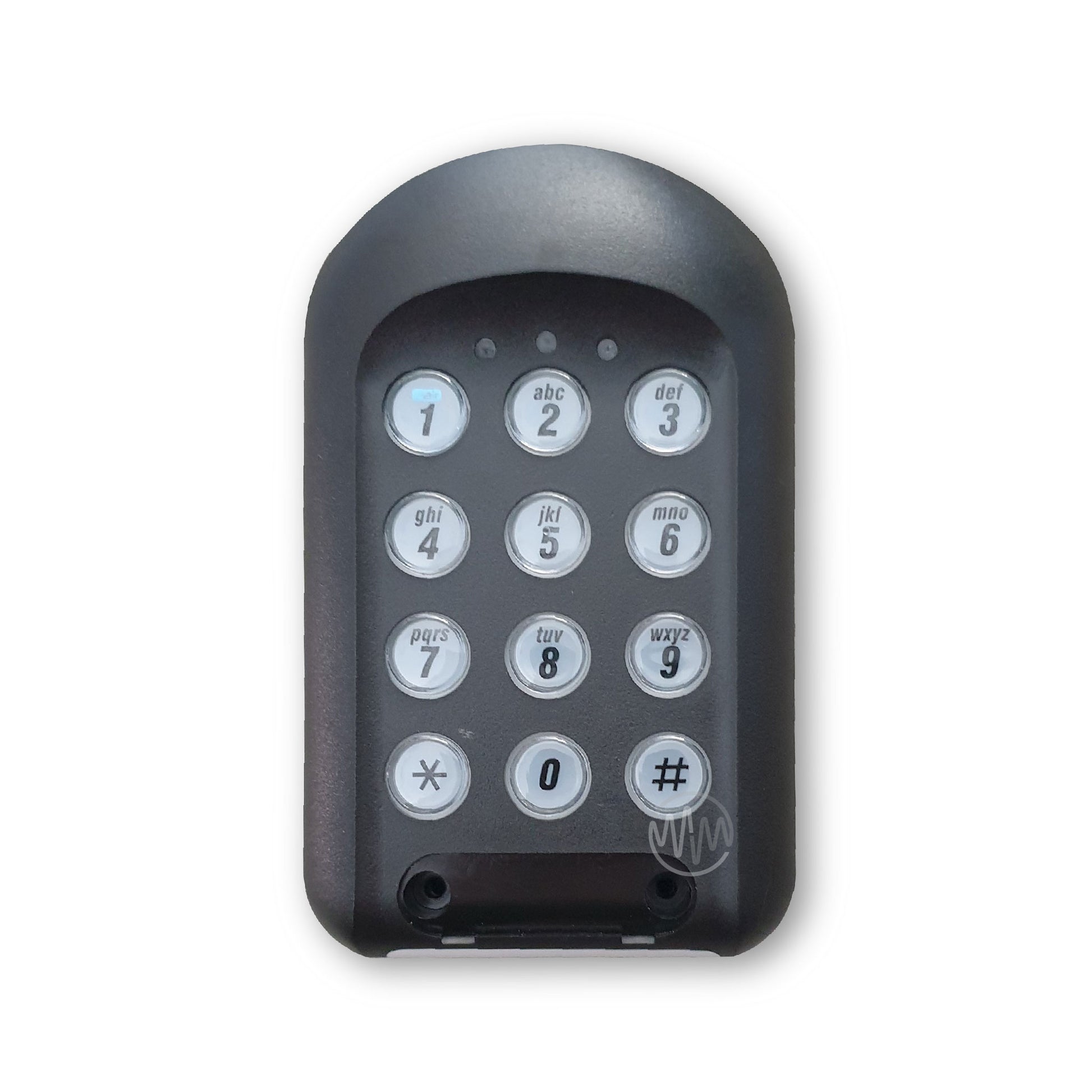 Centsys wireless grey metal garage & gate keypad with clear numbered raised buttons