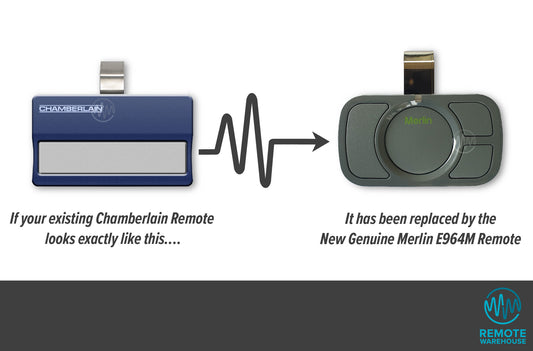Chamberlain blue sun visor remote replaced with Merlin E960M sun visor garage remote
