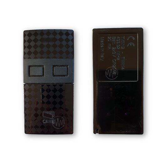 Came TWIN2 rectangle black 2 button remote with checkerboard print case