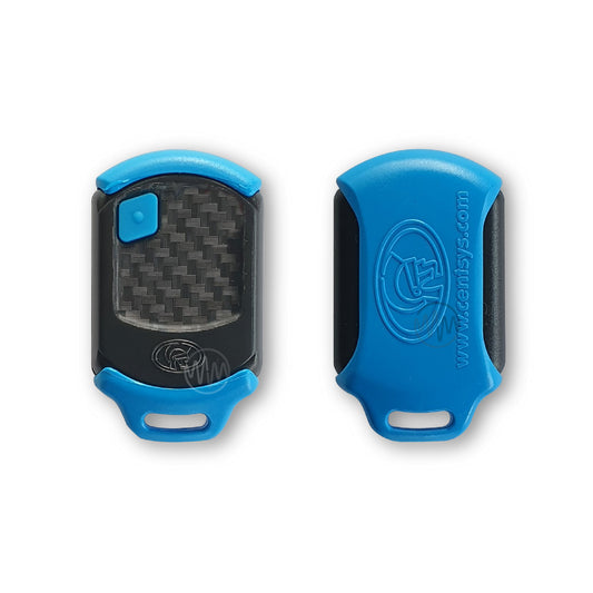 Centsys Nova blue & black remote for gates with 1 Blue button front & back view