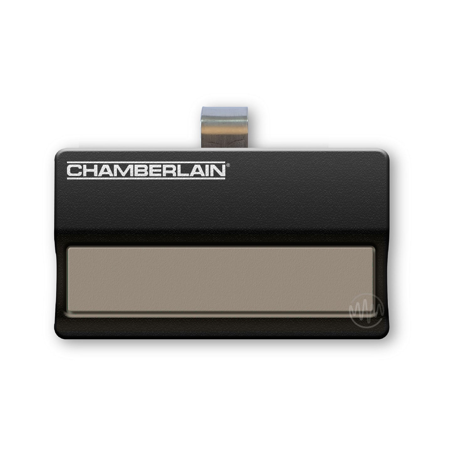 Chamberlain Black with single long beige button sun visor style garage door remote