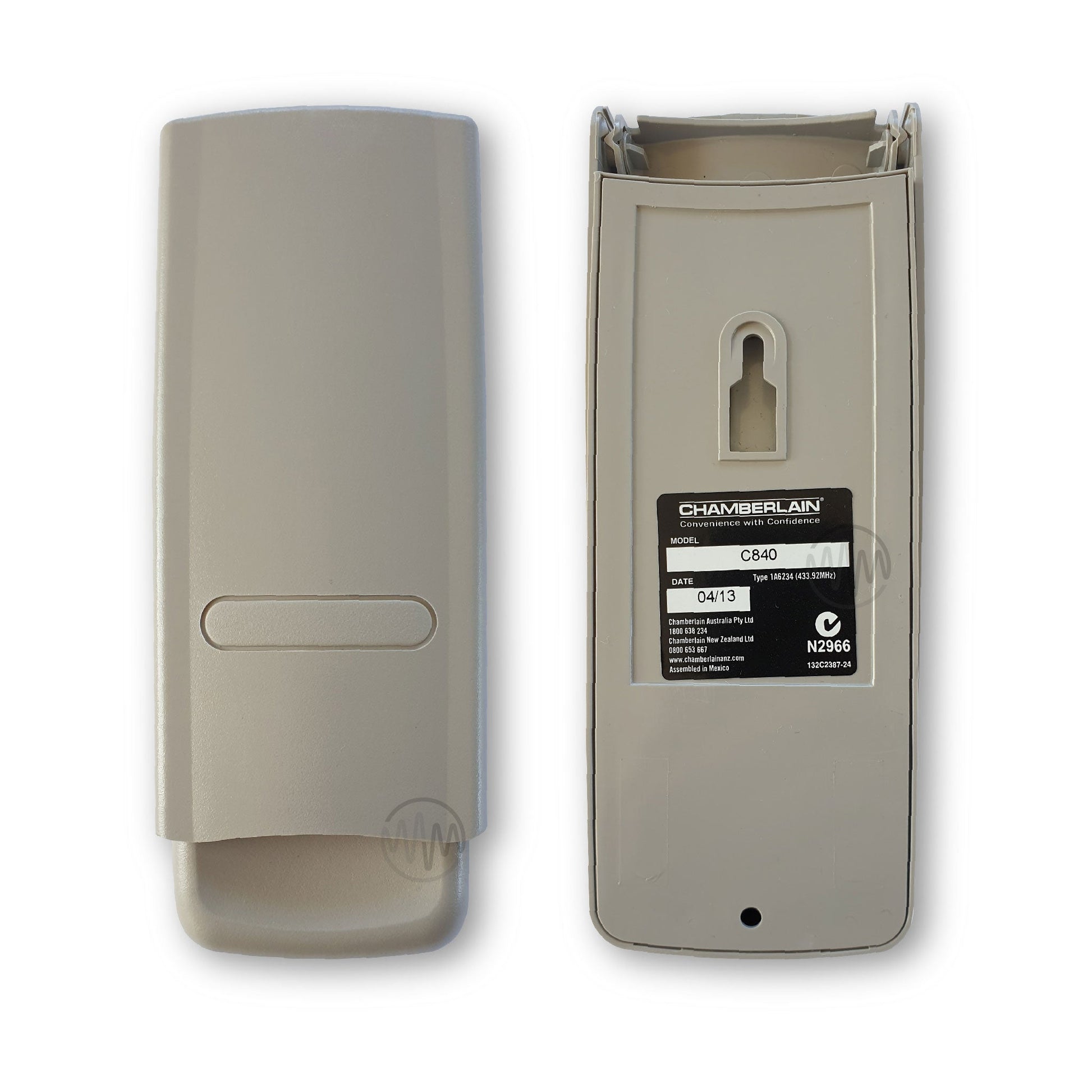 Front & back view of Chamberlain beige 8747AML C840 keypad for garages & gates