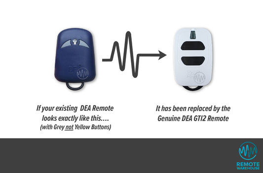 DEA blue R273 remote replaced by DEA GTI2 white with 2 black button rmeote