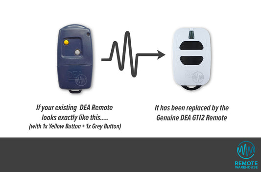 DEA navy 2 button rmeotes are replaced with DEA GTI2 white 2 black button remotes