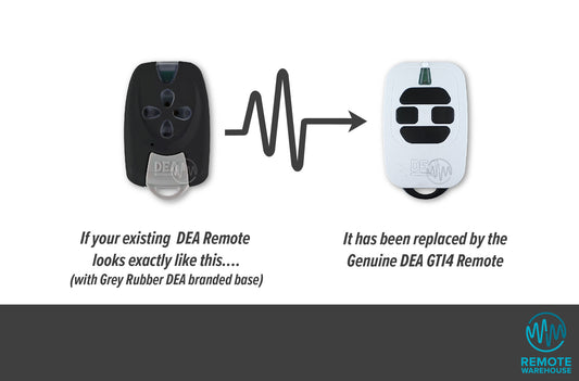 Black 4 button DEA Mio remote replaced by White 4 black button GTI4 DEA remote