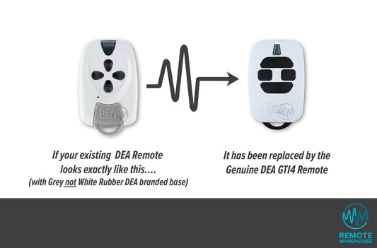 white DEA Mio TR4 button remotes are replaced with DEA GTI4 white & black 4 button remotes