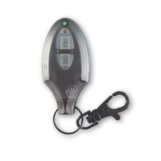 Dynatron TX-11 frosted grey car alarm remote with green led & 2 white rubber buttons
