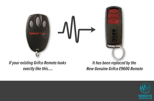 Grifco bear claw design garage & gate remote replaced with Grifco E960G long thin key ring remote
