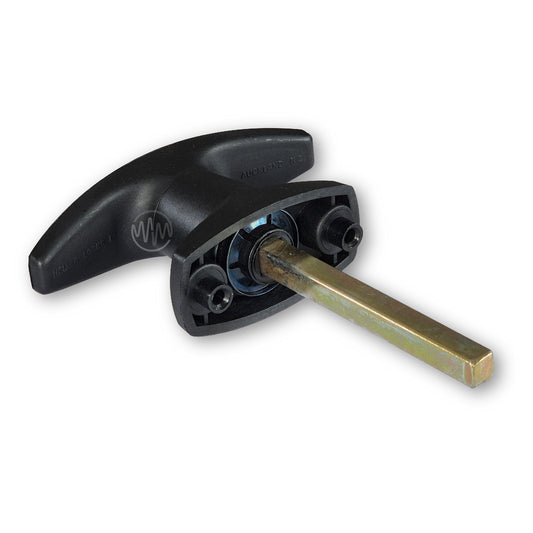 Black plastic 46mm Heller T-Handle for ute canopies