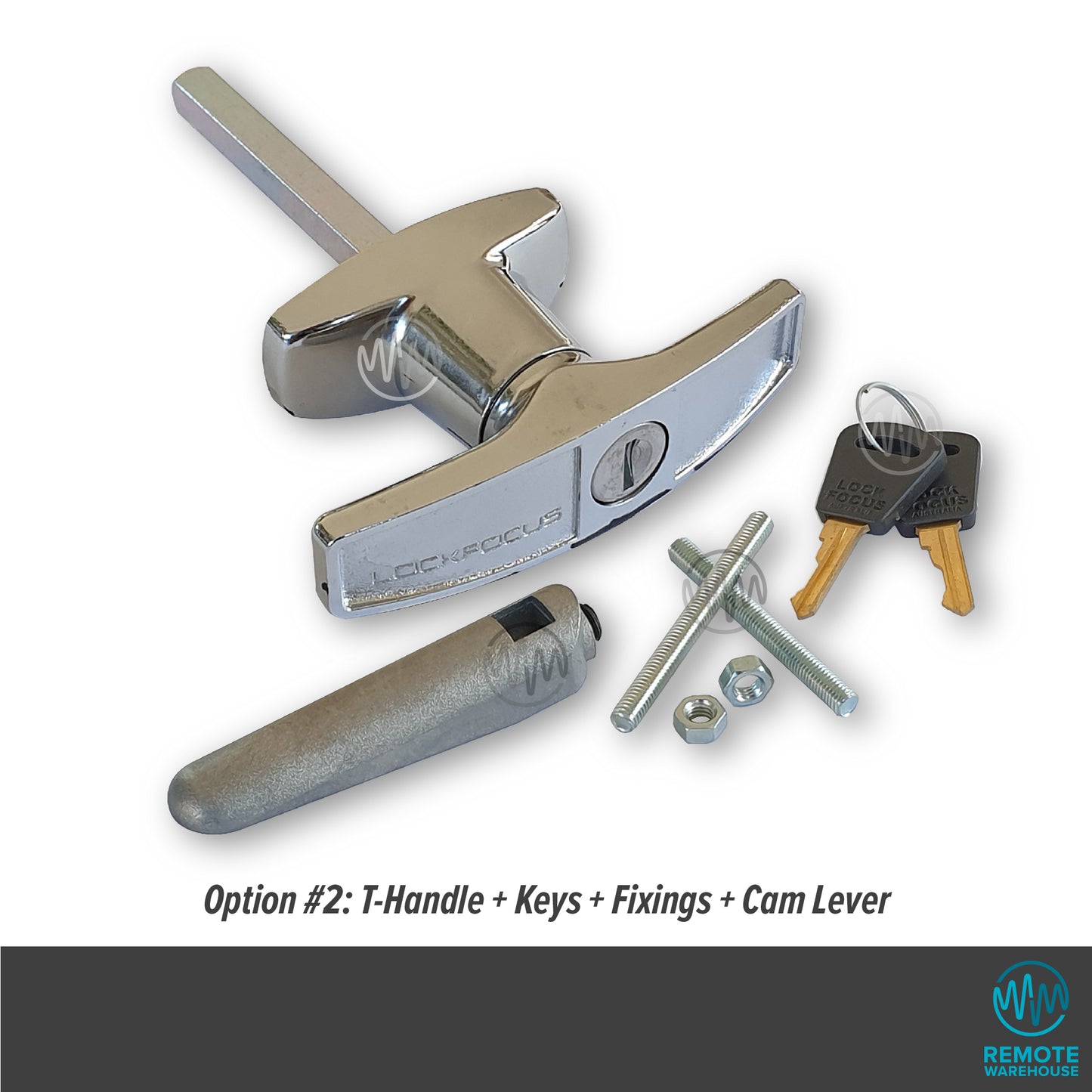 Lock Focus rear fix t handle set with lever, keys & fixings