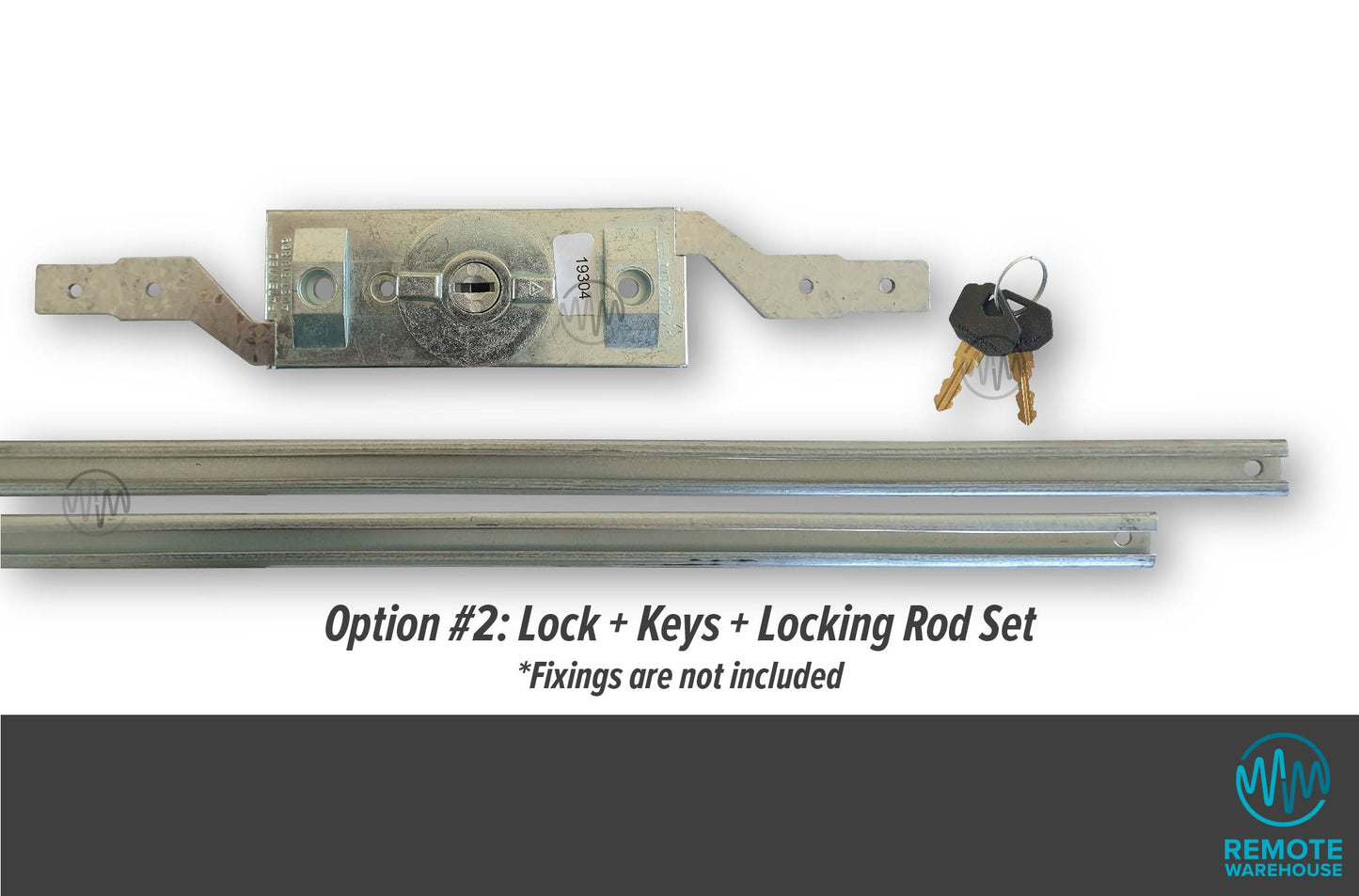 Lock Focus V2 roller door lock system set with rods, keys & fixings