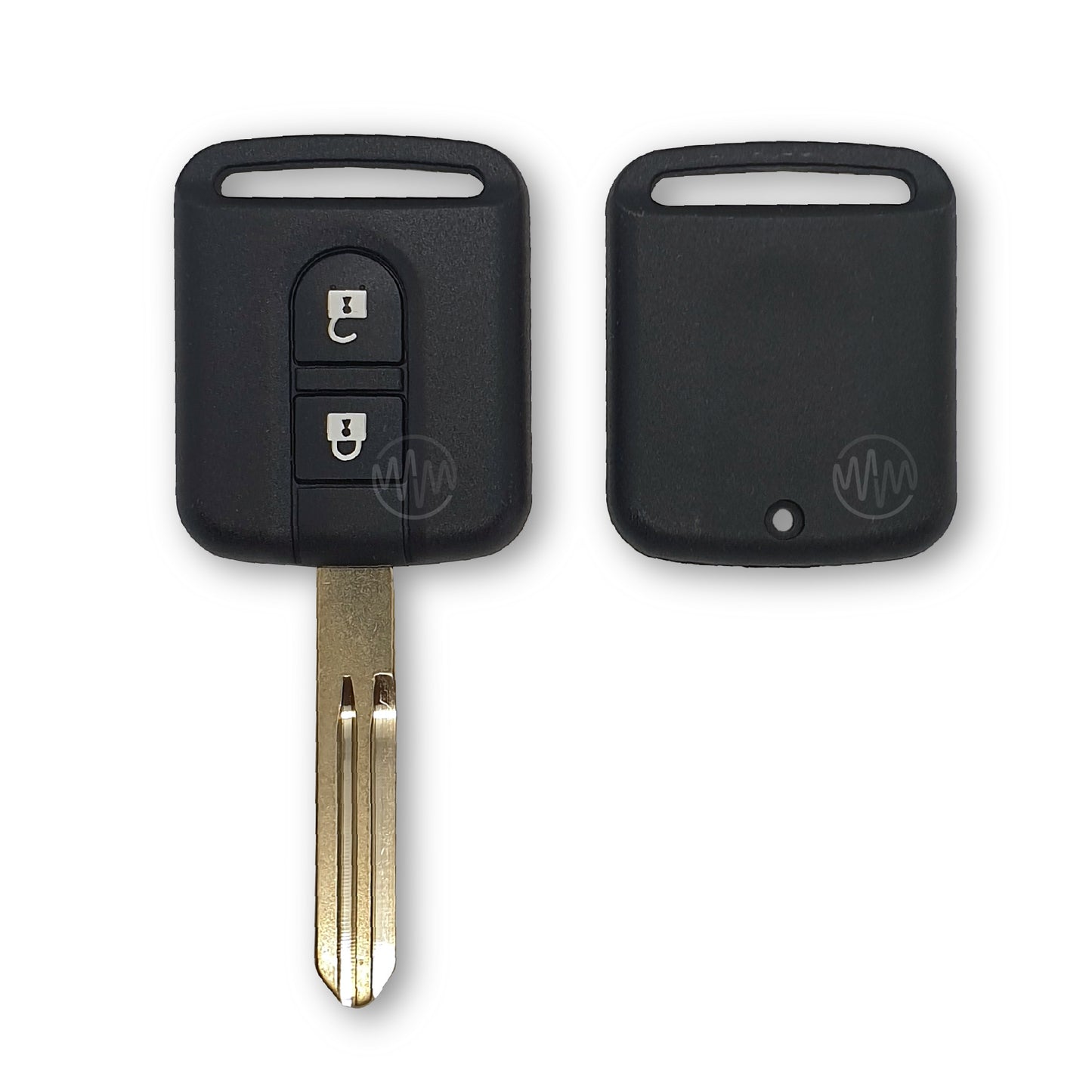 Replacement black 2 button car key shell with metal key blade attached for Nissan