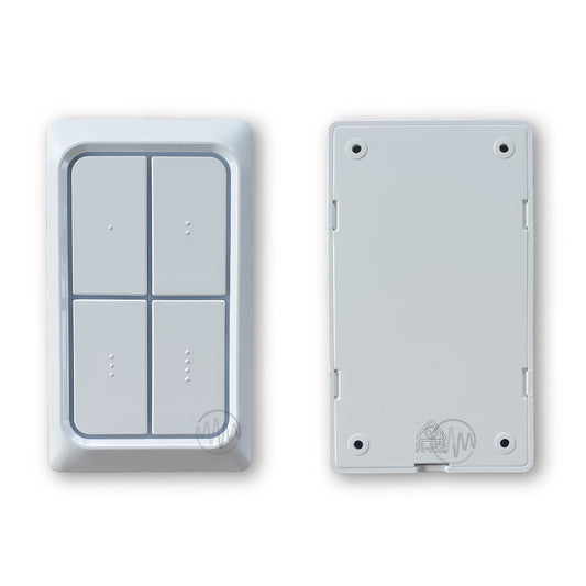 White Powertech wireless wall mount remote with front divided into 4 buttons