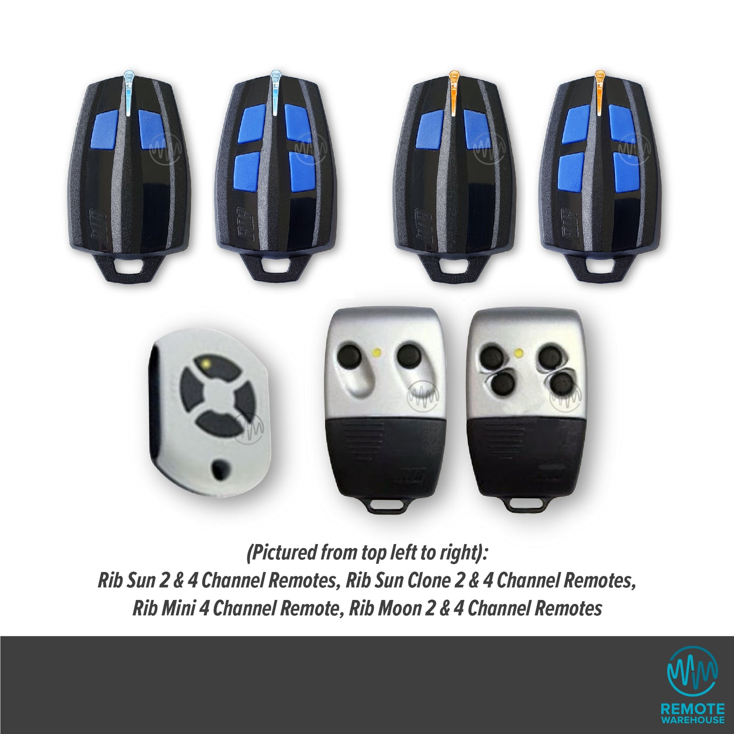Collection of Rib branded Sun & Moon gate & garage remote controls
