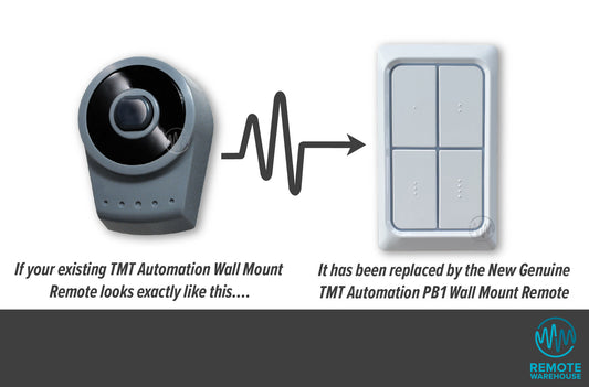 TMT gate wall mount rounded grey & black single button switch is replaced with TMT white rectangle switch with 4 rectangle buttons