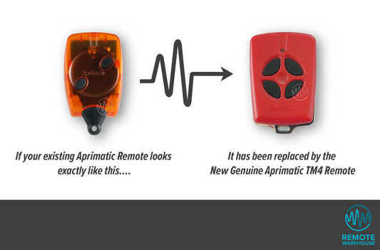 Orange 2 button Aprimatic gate remote replaced by Red with black button TM4 remote