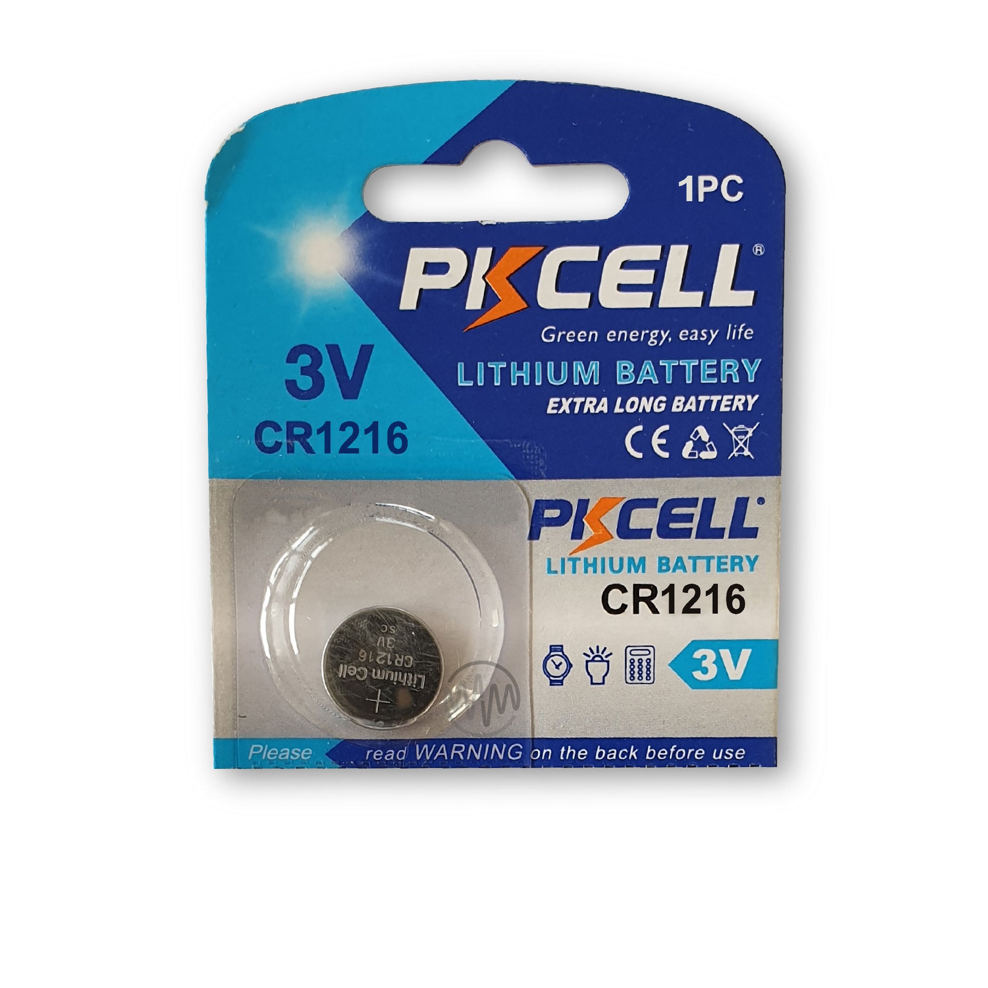 CR1216 3 Volt size Lithium battery, 1 piece, PK Cell brand