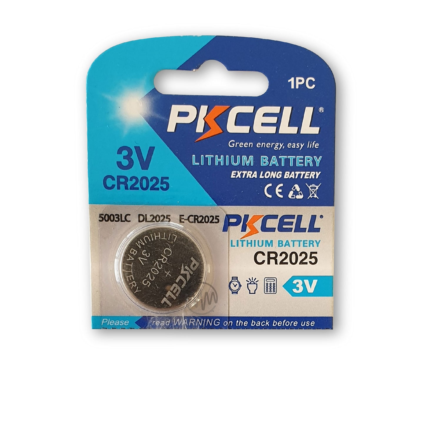 CR2025 3 Volt size Lithium battery, 1 piece, PK Cell brand