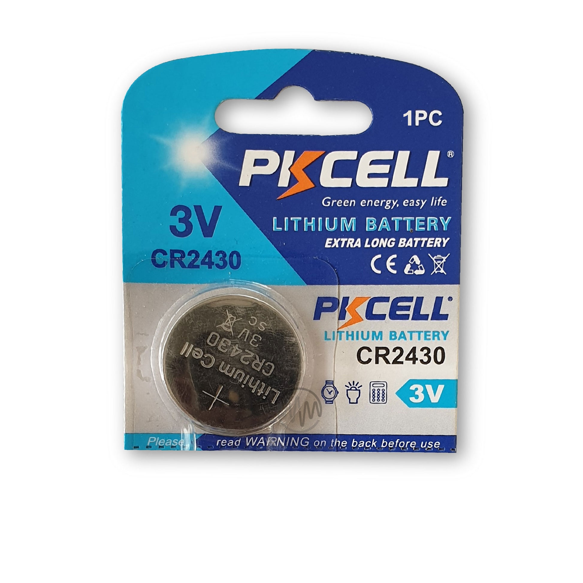 CR2430 3 Volt size Lithium battery, 1 piece, PK Cell brand