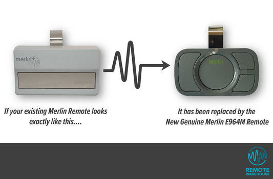 Merlin 1 button grey sun visor remote replaced with Merlin E964M dark grey 4 button sun visor remote