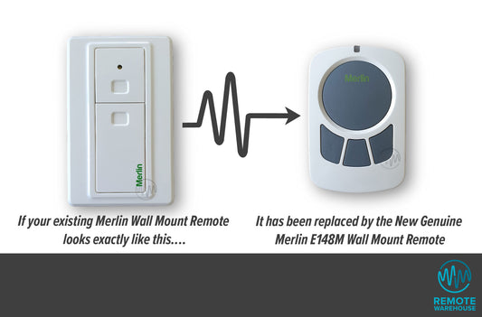 Merlin E138M white wall mount remote replaced with Merlin E148M white with 4 grey buttons wall remote