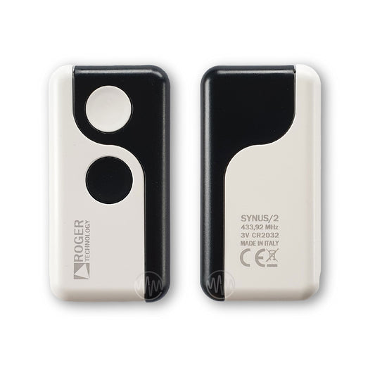 Roger Synus black & white yin & yan design gate remote front & back view