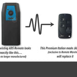 ADS large grey coffin shape remotes are replaced with the small all black Jane remote