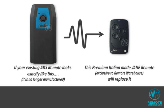 ADS large grey coffin shape remotes are replaced with the small all black Jane remote