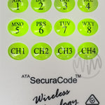 Close up view of ATA SecuraCode keypad buttons with green back light
