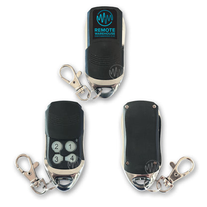 Compatible garage remote for B&D CAD601 with black & chrome case & 4 numbered buttons