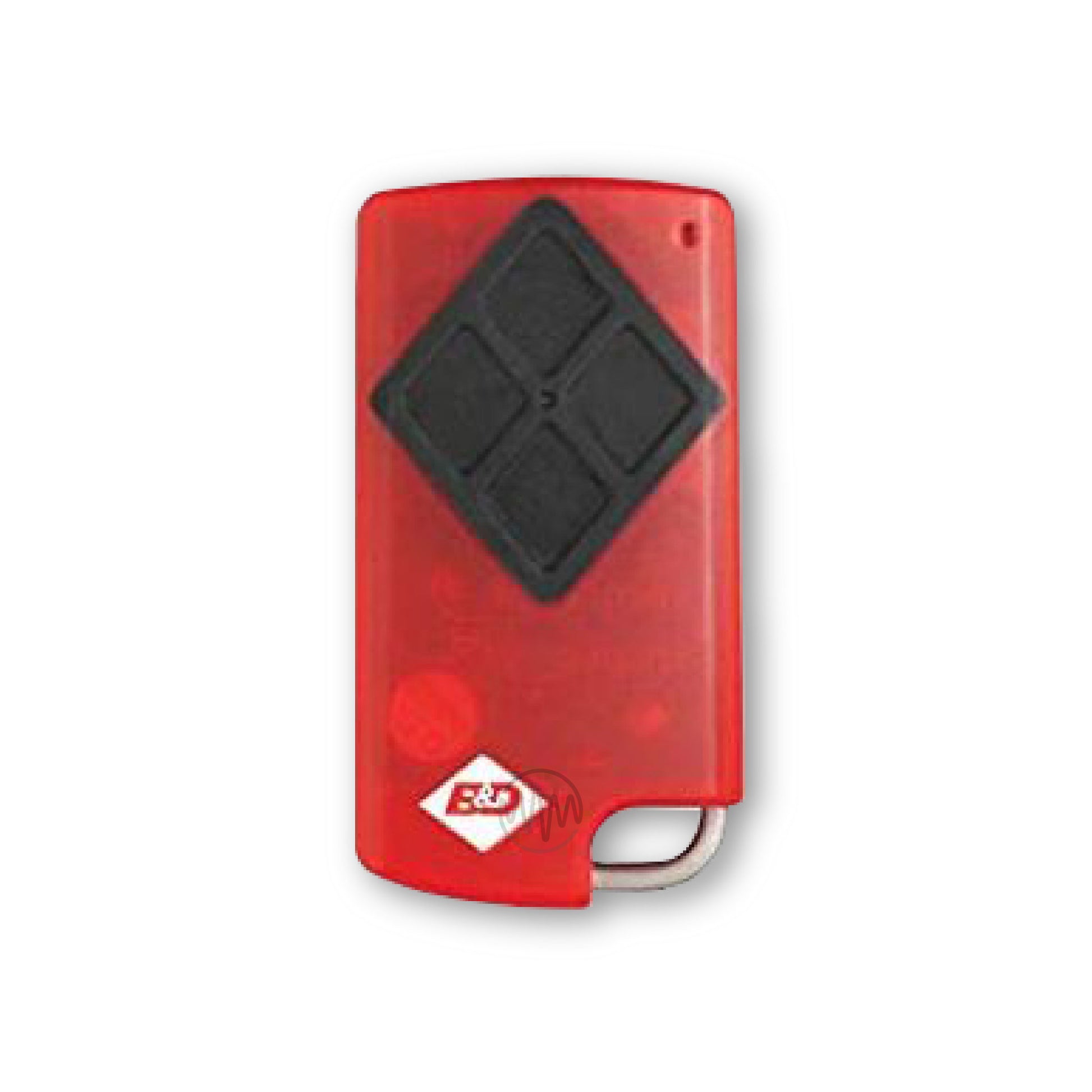 B&D red remote with metal key ring corner & black rubber segmented diamond button pad