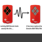 B&D TB5V1 red with black diamond buttons remote is replaced with grey diamond button TB5V2 remote