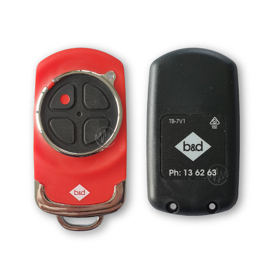 Red replacement remote casing for B&D TB7 garage door remote