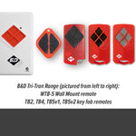 B&D Tritran range of red garage & gate remotes with diamond design buttons