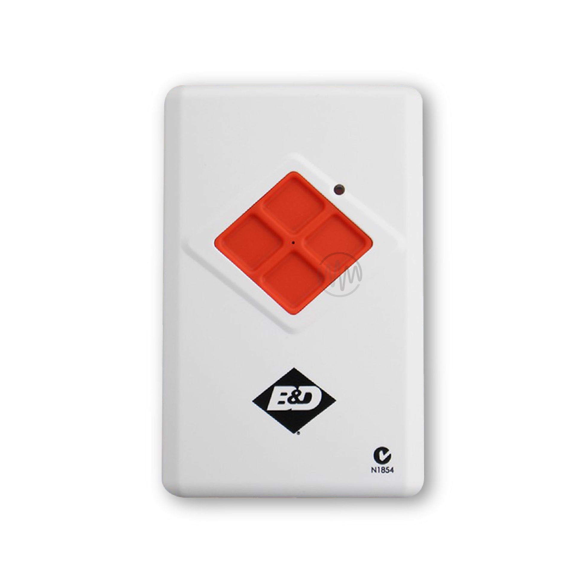 B&D WTB-5 white garage wall mount remote with 4 divided red diamond buttons