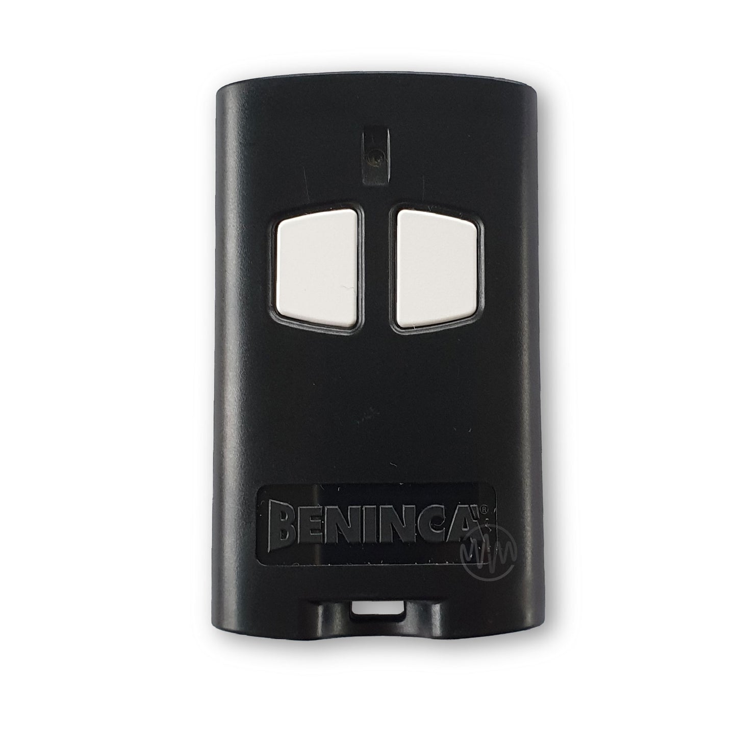 Beninca branded To.Go-A black rectangle gate remote with 2 white buttons 