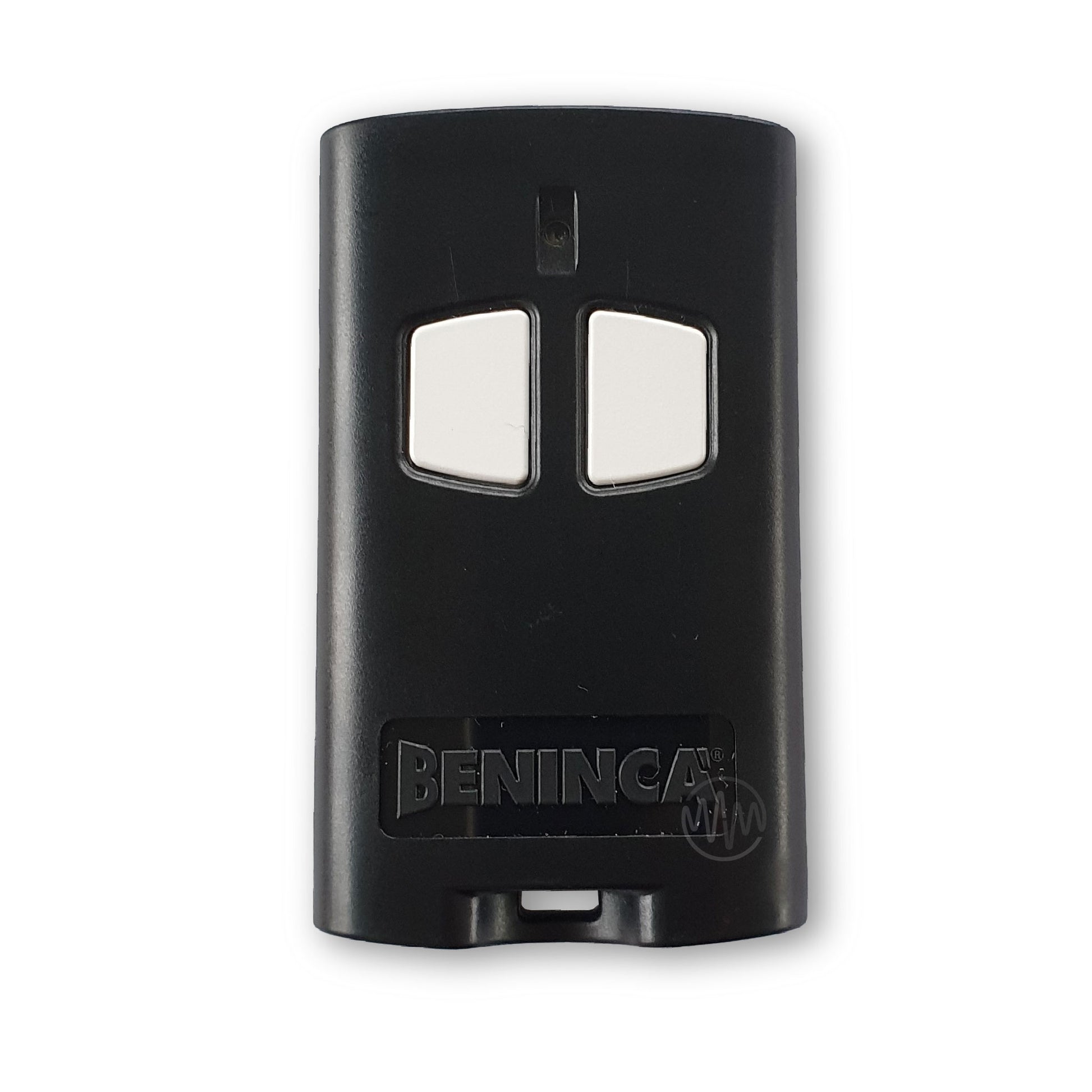 Beninca branded To.Go-A black rectangle gate remote with 2 white buttons 