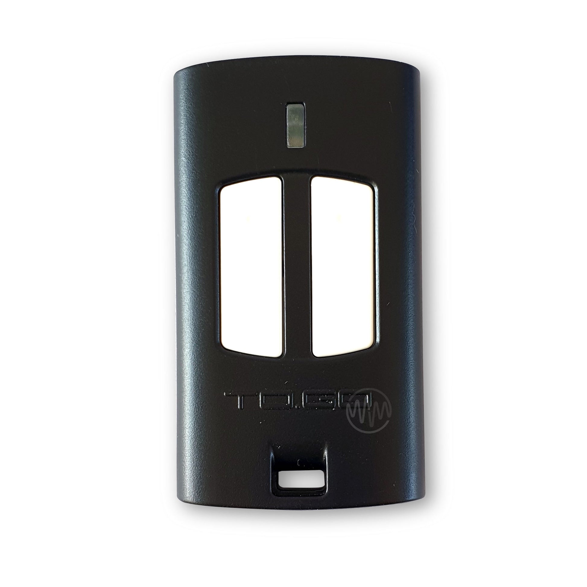 Beninca Black TO.GO curved rectangle remote with 2 long white divided buttons