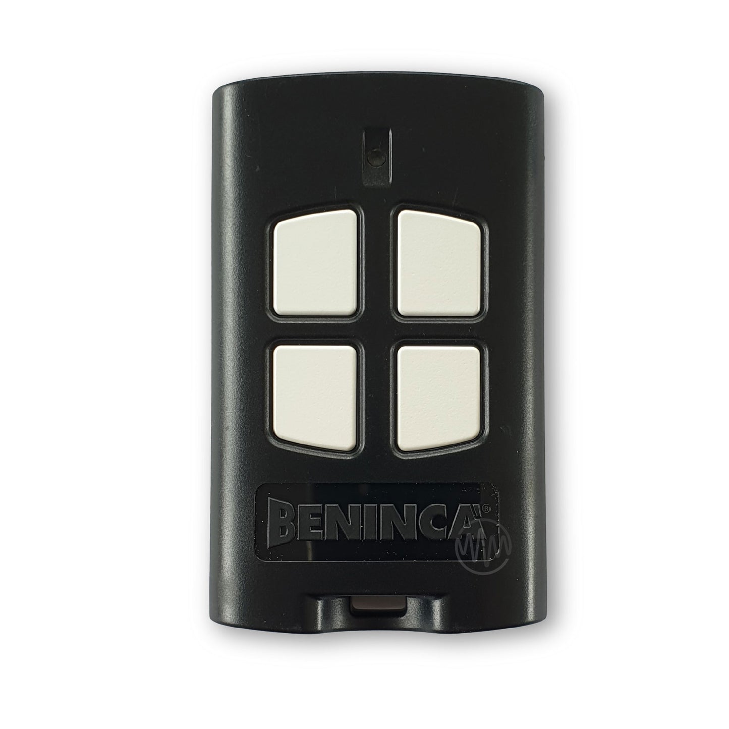 Beninca branded To.Go-A black rectangle gate remote with 4 white buttons