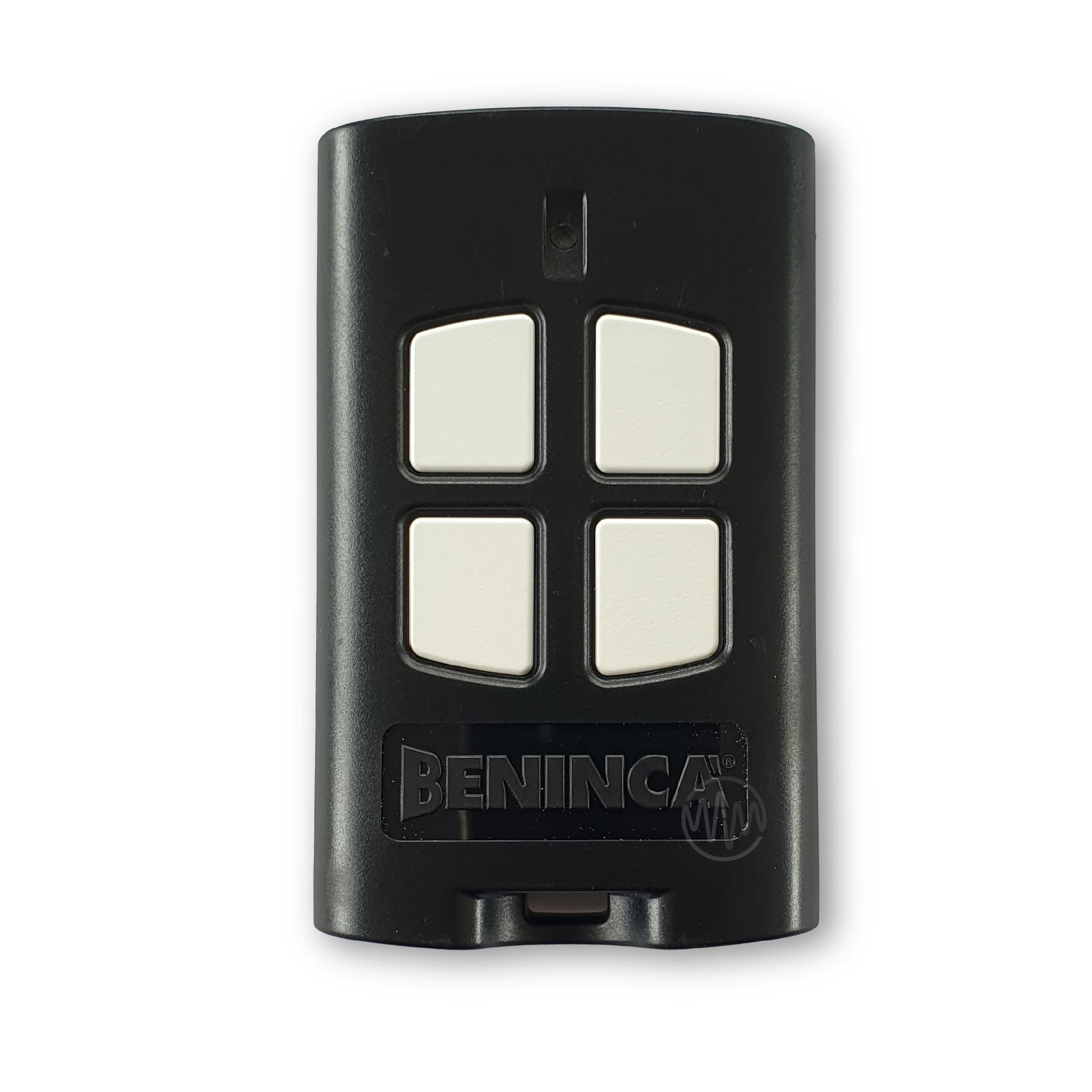 Beninca branded To.Go-A black rectangle gate remote with 4 white buttons