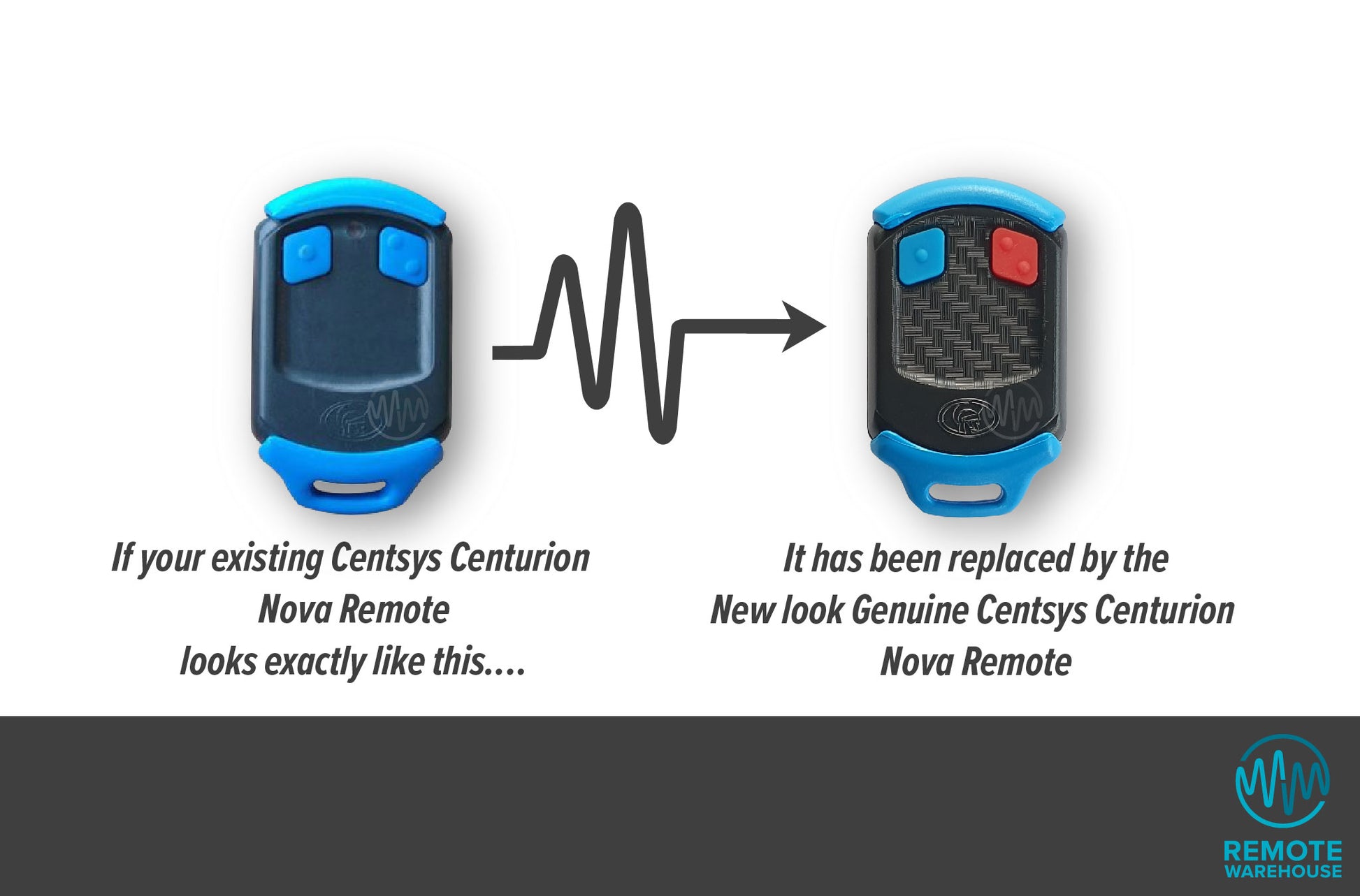 Old Centsys Nova 2 blue button remote replaced with Centsys Nova 2 multicolour button remote