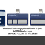 Blue Chamberlain branded range of garage door remote controls
