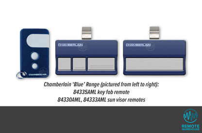 Blue Chamberlain branded range of garage door remote controls