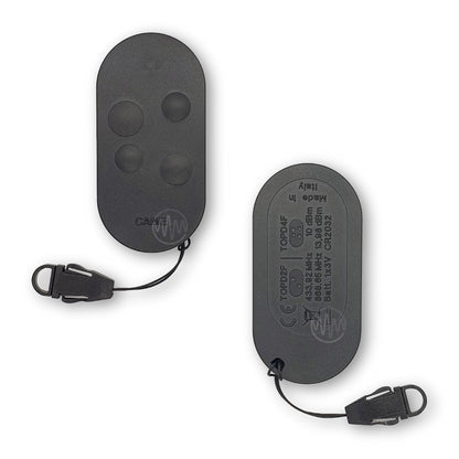 Came black oval TOPD4F 4 black button gate remote front & back view
