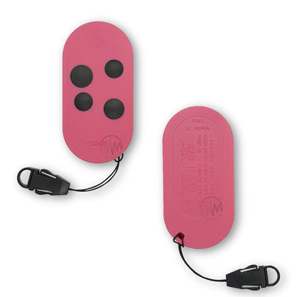 Came pink oval TOPD4F 4 black button gate remote front & back view